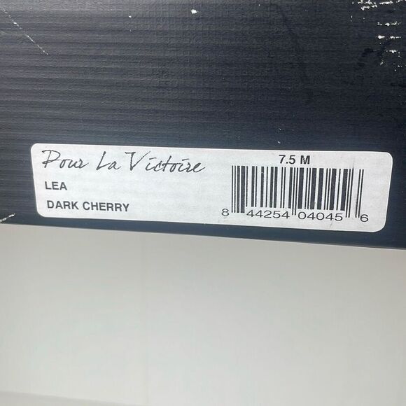 Pour La Victoire Lea Dark Cherry Patent Leather Curved Heel Ankle Bootie Sandal - Picture 14 of 14